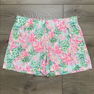 Lilly Pulitzer 4"‎ Lilo Linen Shorts So Shellagant Pink Green Size Small